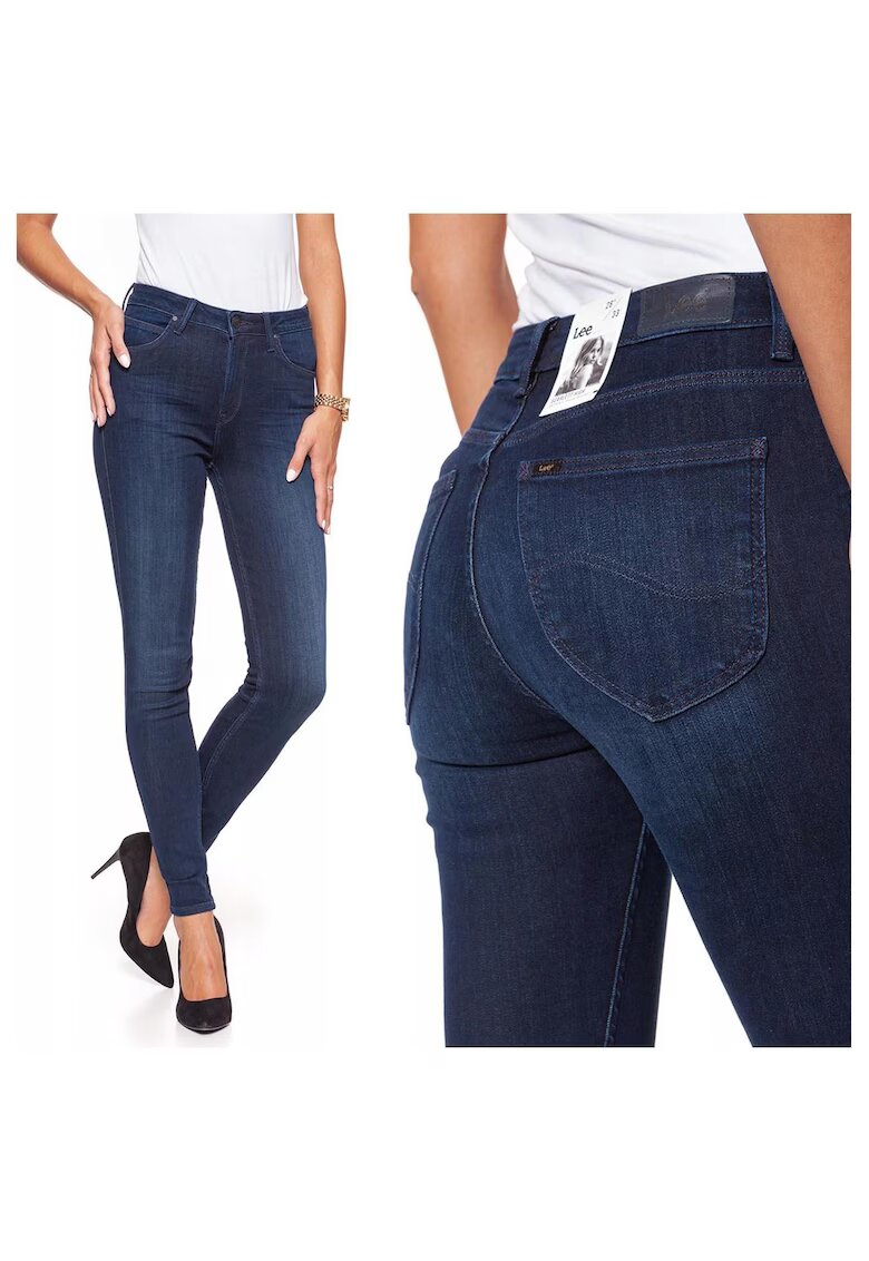 Lee Blugi Dama - Scarlett High - W24-L31 US - Bumbac - Zipper - Lung - 5 Buzunare 2 Mari 2 Medii Exterioare 1 Mic Interior - Talie Inalta - Albastru