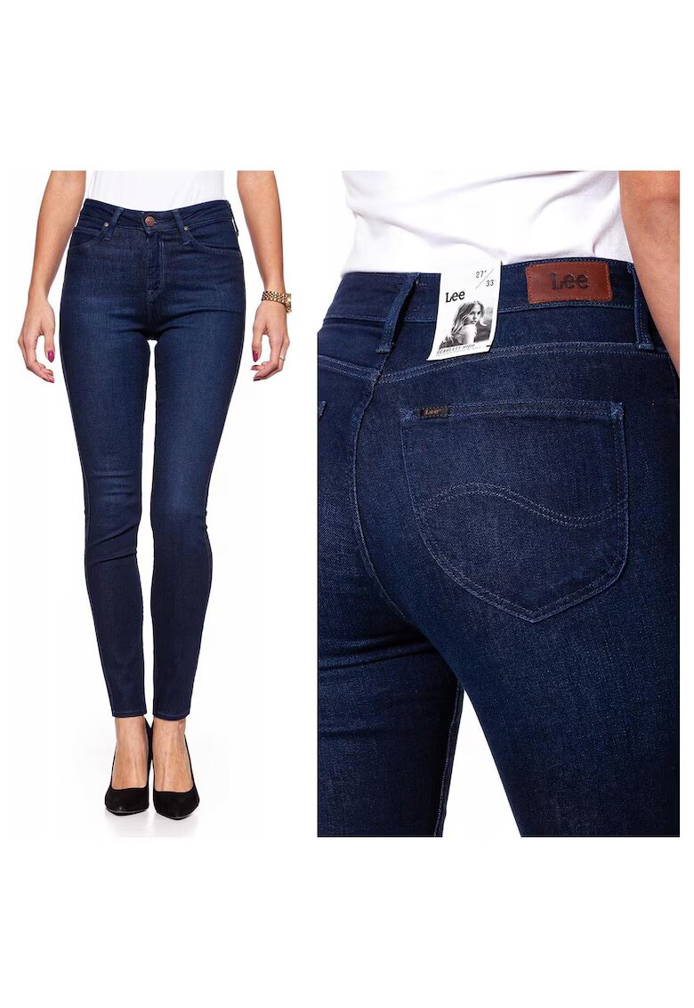 Lee Blugi Dama - Scarlett High - W25-L31 US - Bumbac - Zipper - Lung - 5 Buzunare 2 Mari 2 Medii Exterioare 1 Mic Interior - Talie Inalta - Albastru
