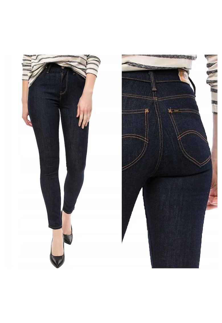 Lee Blugi Dama - Scarlett High - W25-L33 US - Bumbac - Zipper - Lung - 5 Buzunare 2 Mari 2 Medii Exterioare 1 Mic Interior - Talie Inalta - Negru
