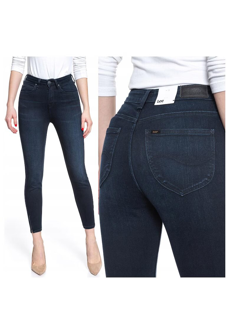 Lee Blugi Dama - Scarlett High Zip - W24-L31 - 100% Bumbac - Fermoar - Lungi - 5 Buzunare - High-Quality - Albastru