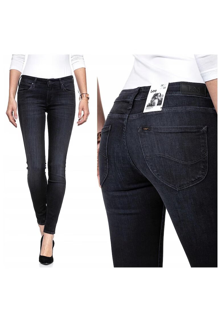 Lee Blugi Dama - Scarlett Skinny - W24-L31 US - Bumbac - Zipper - Lung - 5 Buzunare 2 Mari 2 Medii Externe 1 Mic Intern - Talie Medie / Regulata - Negru