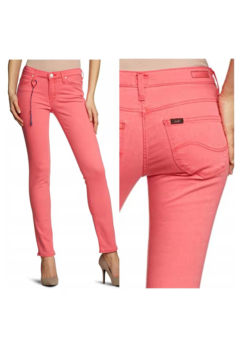 Lee Blugi Dama - Scarlett - W24-L31 - Bumbac - Fermoar - Lungi - Talie Medie - 5 Bunzuare - High-Quality - Roz