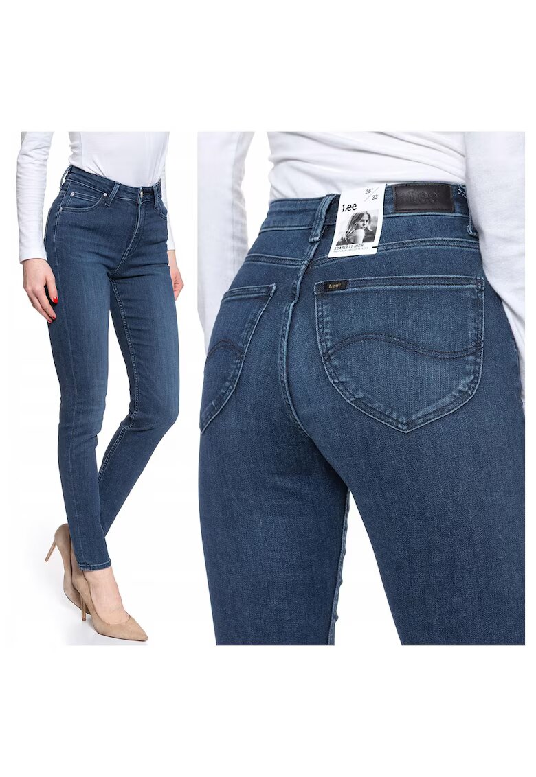 Lee Blugi Dama - Scarlett - W25-L31 - 100% Bumbac - Fermoar - Lungi - 5 Buzunare - High-Quality - Albastru