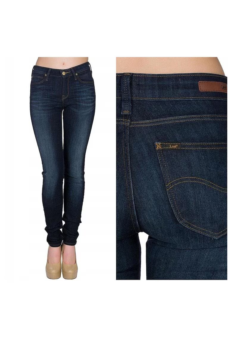 Lee Blugi Dama - Scarlett - W25-L33 - Bumbac - Fermoar - Lungi - Talie Medie - 5 Bunzuare - High-Quality - Albastru Inchis