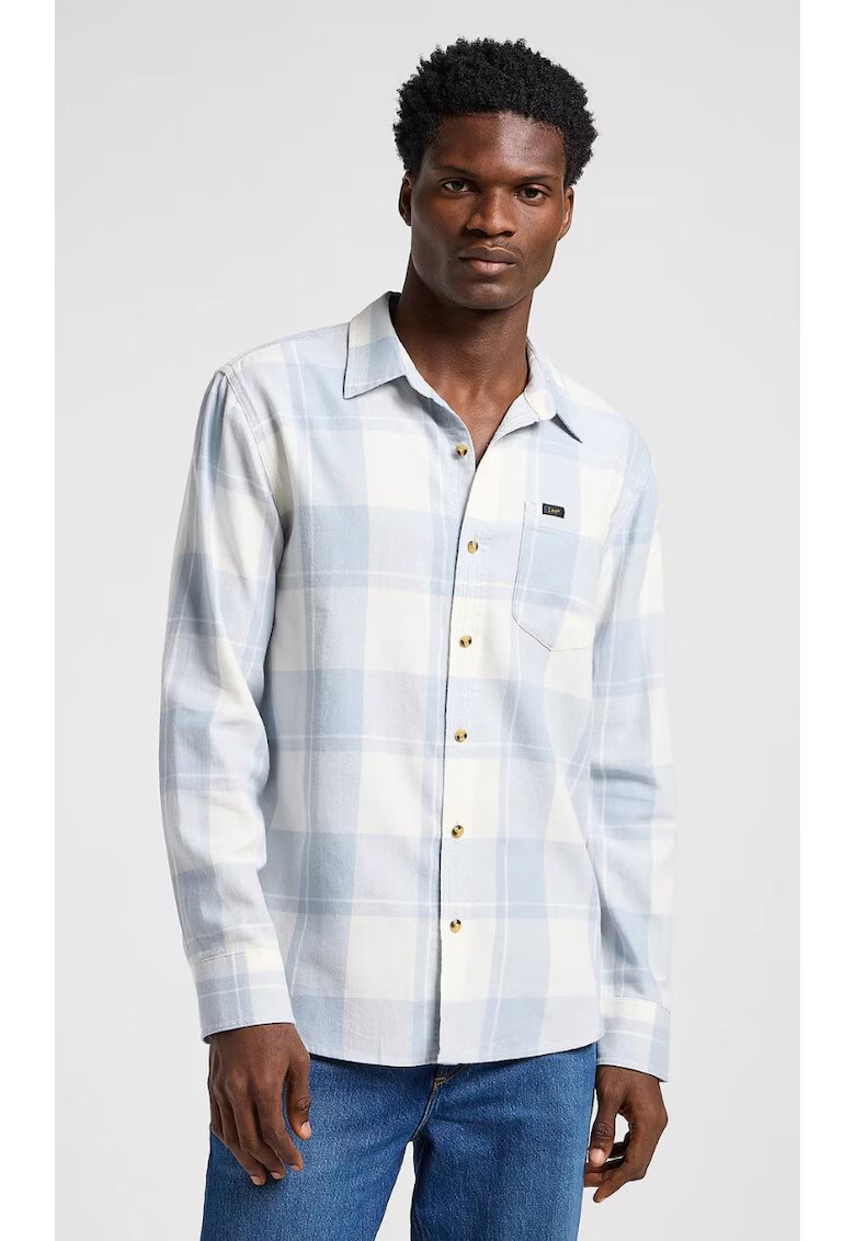 Lee Camasa barbati - Mercantile Shirt - croiala relaxata - carouri alb-albastru - 100% bumbac