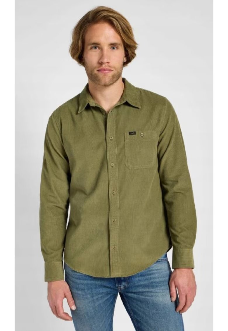 Lee Camasa barbati - model SURE SHIRT - verde - bumbac - maneca scurta - croiala regular fit