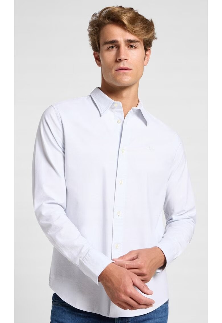 Lee Camasa barbati - PATCH SHIRT - albastra - bumbac - maneca scurta - regular fit