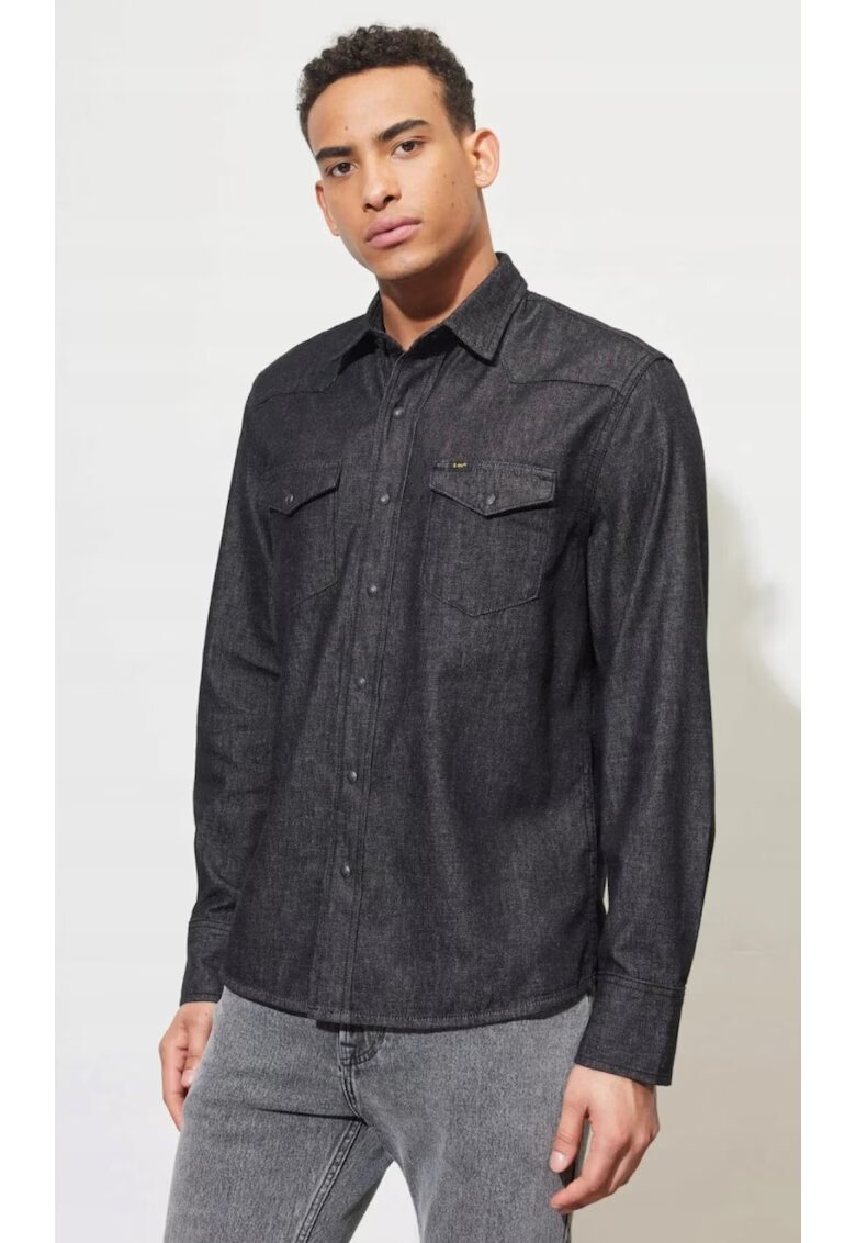 Lee Camasa barbati - Western Regular - croiala eleganta - negru spalat - 100% bumbac -
