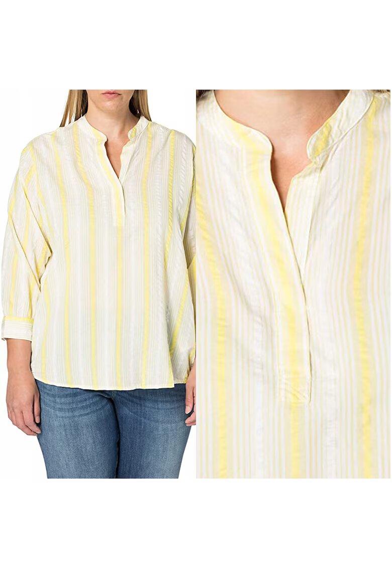 Lee Camasa Dama - Camasa Esentiala - Material: 60% Bumbac - 40% Modal - Croi: Relaxat - Inchidere: Nasturi - Model Predominant: Dungi - S - Galben - 1 Bucata
