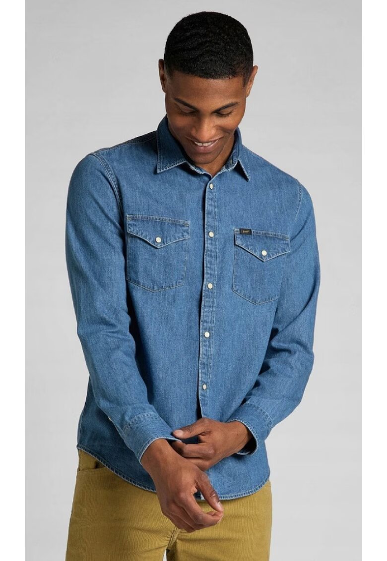 Lee Camasa regular fit - fermoar - albastru - bumbac - Albastru