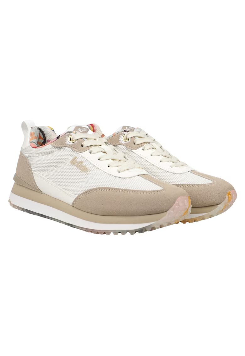 Lee Cooper Adidasi textil - talpa cauciuc - alb/bej