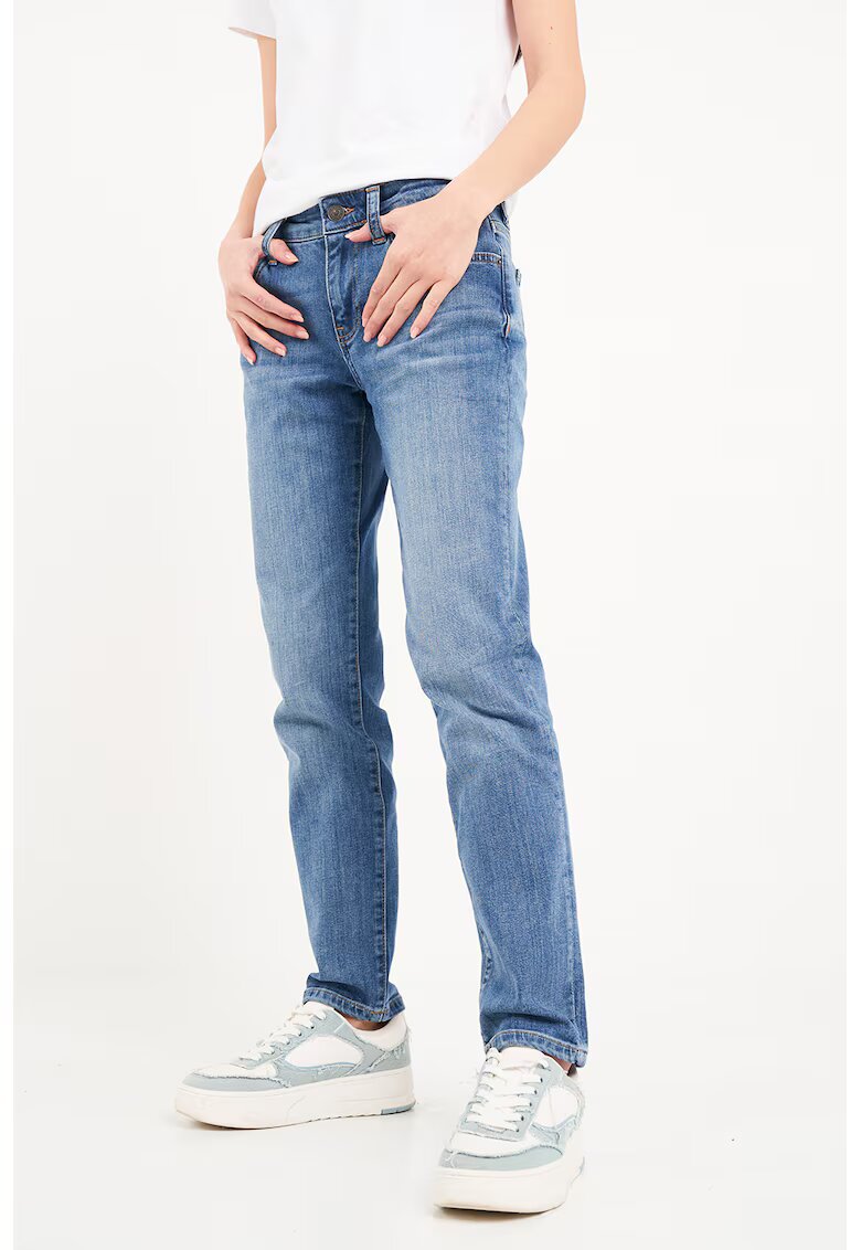 Lee Cooper Blugi cu talie medie si croiala boyfriend - Albastru