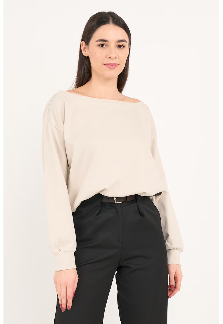 Lee Cooper Bluza de trening cu decolteu barcuta - Bej inchis