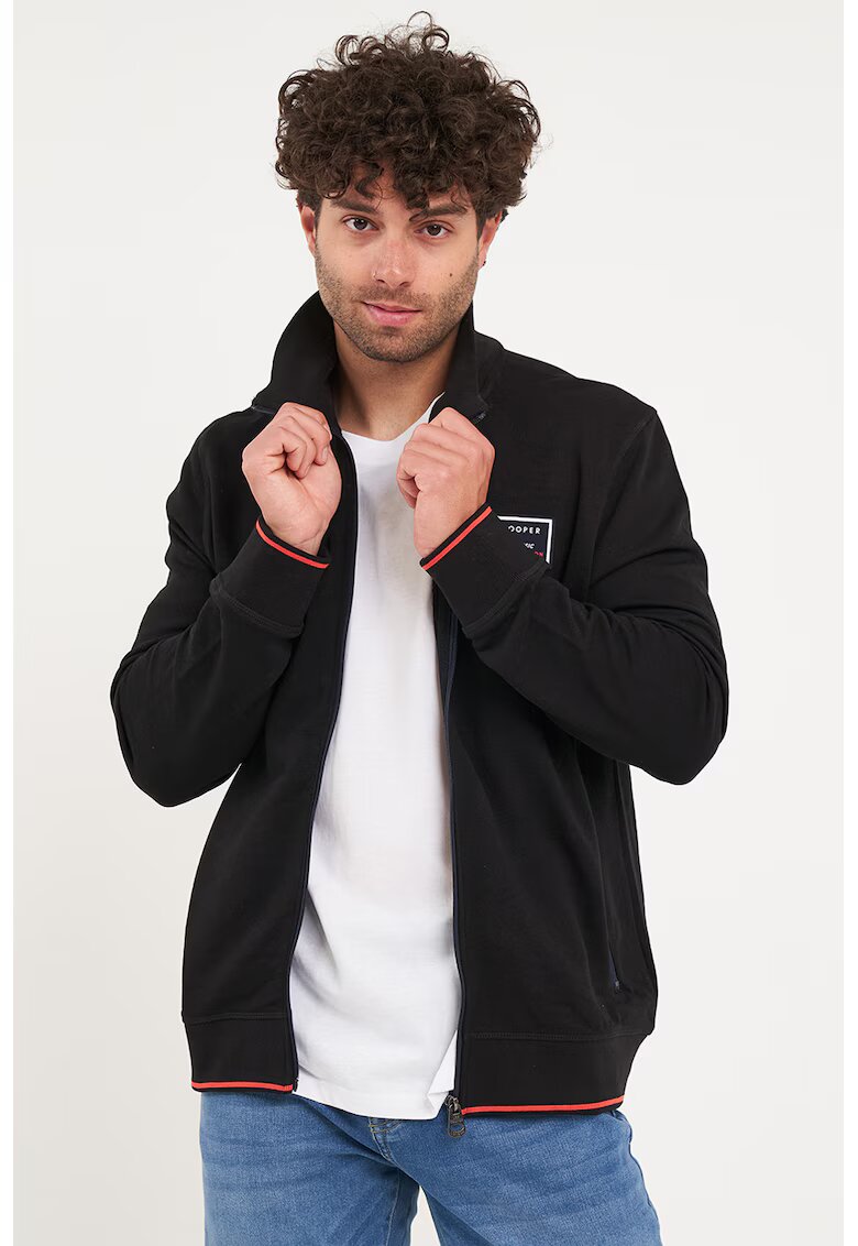 Lee Cooper Bluza de trening cu fermoar si logo - Alb/Negru