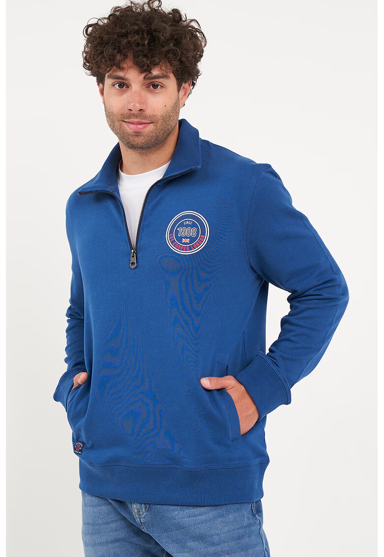 Lee Cooper Bluza de trening din bumbac cu fenta cu fermoar - Albastru royal