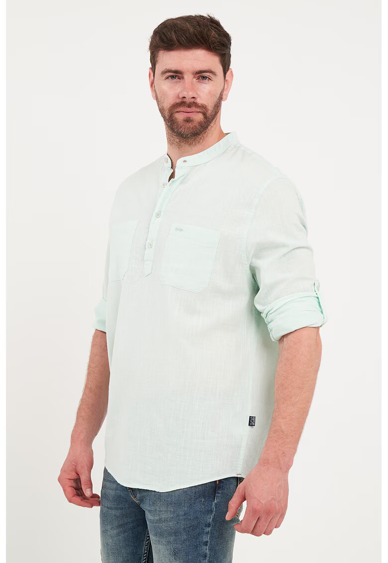 Lee Cooper Bluza din bumbac cu fenta cu nasturi - Verde pal