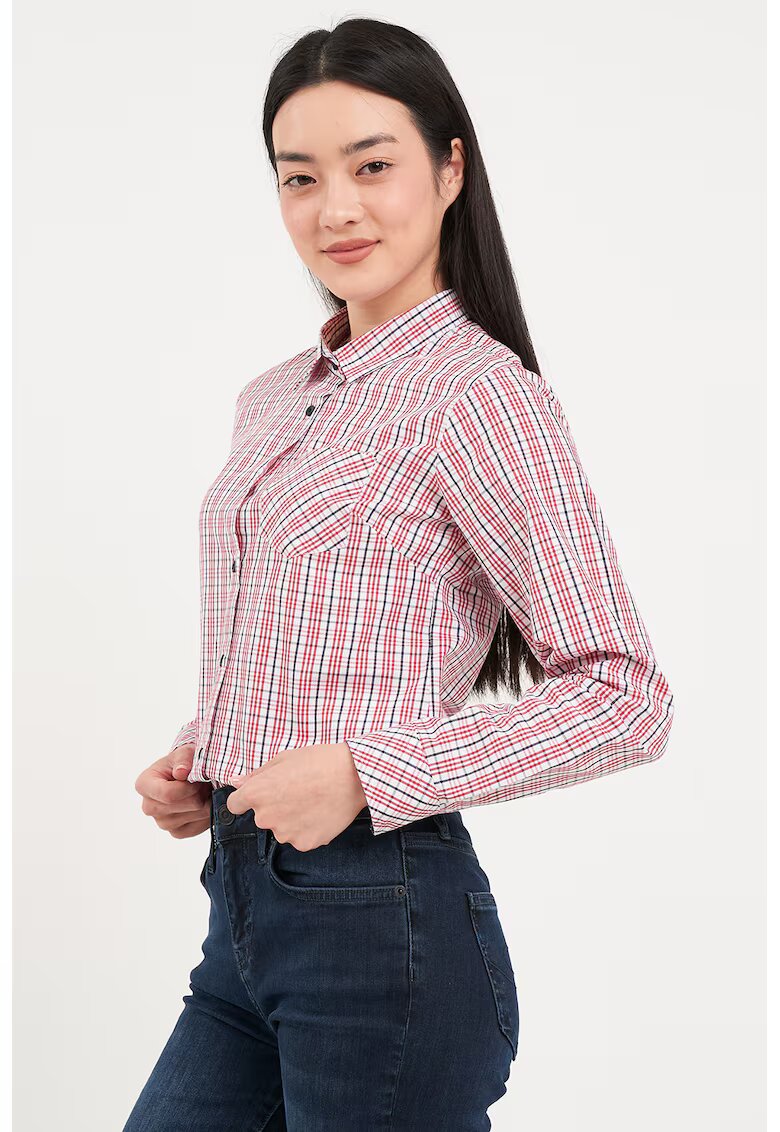 Lee Cooper Camasa in carouri cu buzunar pe piept - Rosu