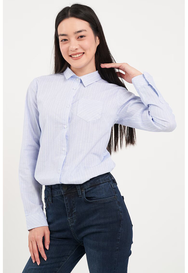 Lee Cooper Camasa in dungi cu buzunar pe piept - Albastru deschis