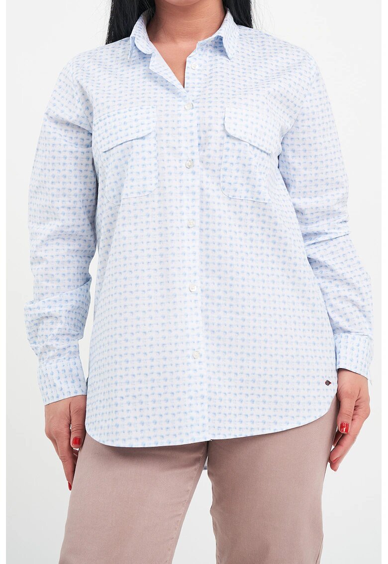 Lee Cooper Camasa relaxed-fit cu buzunare pe piept - Alb/Albastru