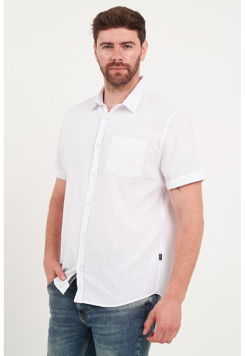 Lee Cooper Camasa uni din bumbac cu maneci scurte - Alb