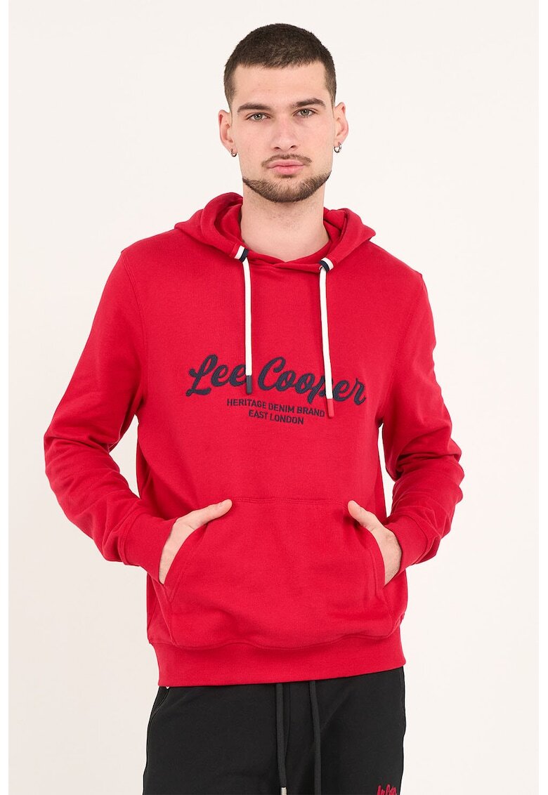 Lee Cooper Hanorac de bumbac cu logo brodat - Rosu