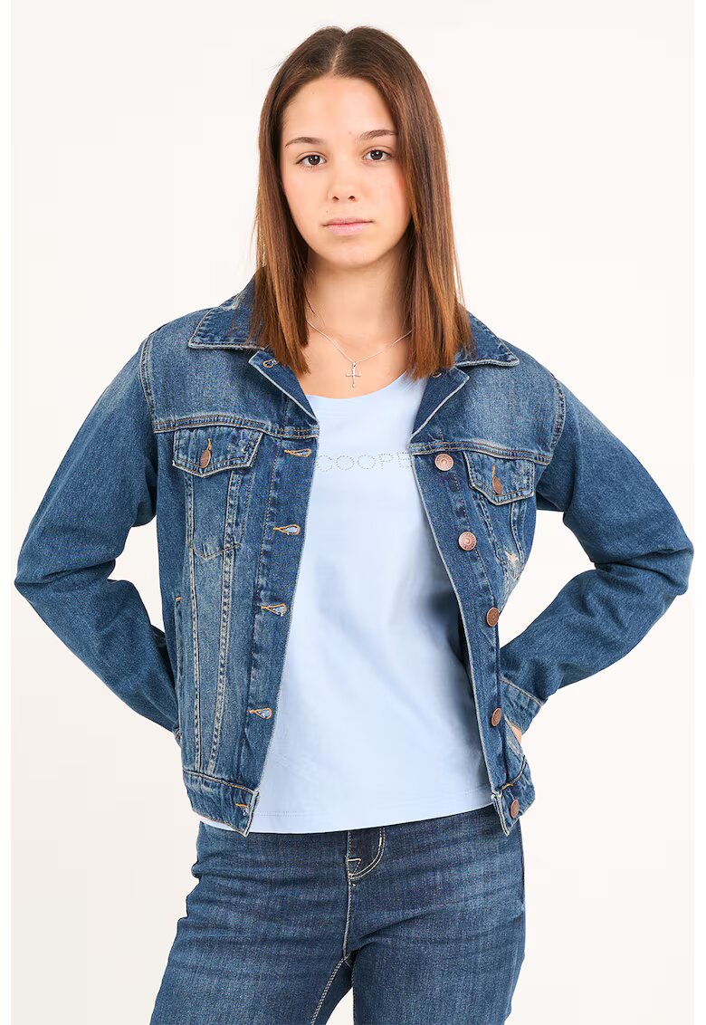 Lee Cooper Jacheta din denim cu buzunare cu clapa - Albastru inchis