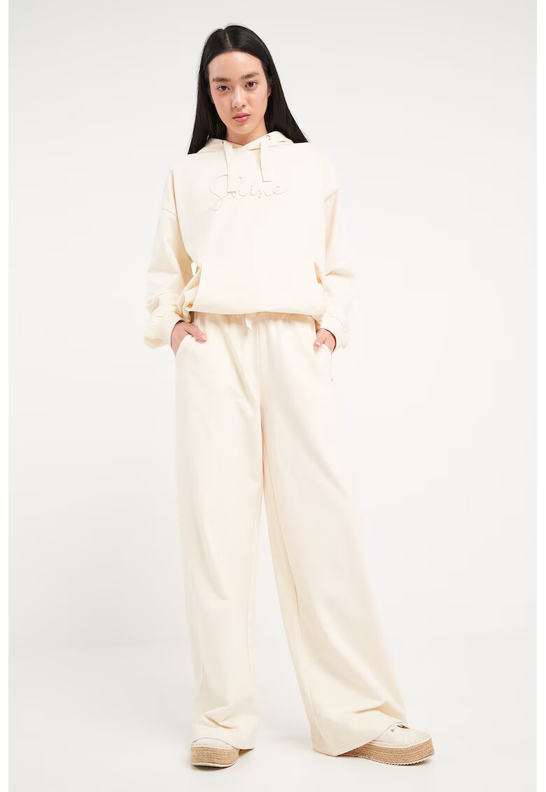 Lee Cooper Pantaloni de trening cu croiala ampla si snur - Alb fildes