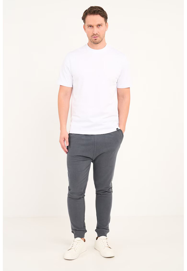 Lee Cooper Pantaloni de trening din amestec de bumbac cu snur - Gri inchis