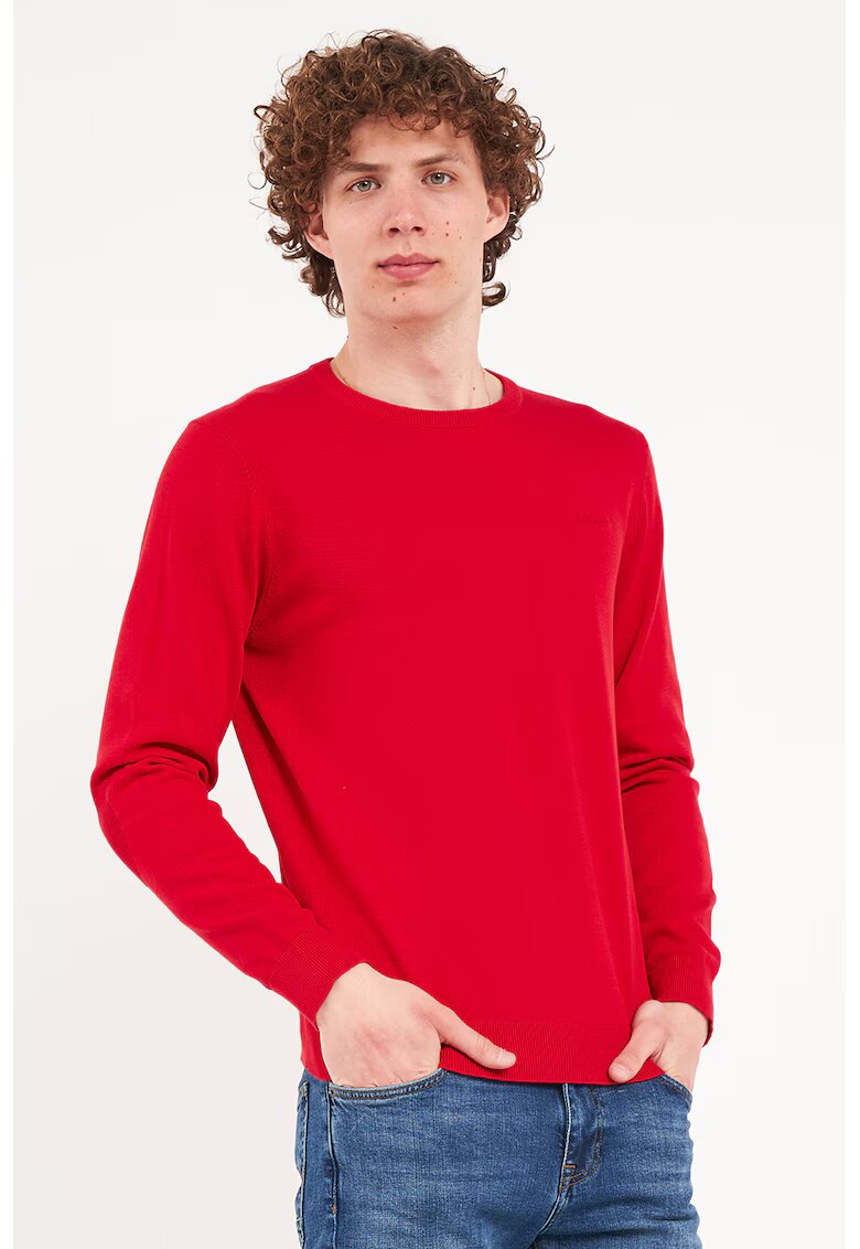 Lee Cooper Pulover din tricot fin cu decolteu la baza gatului - Rosu