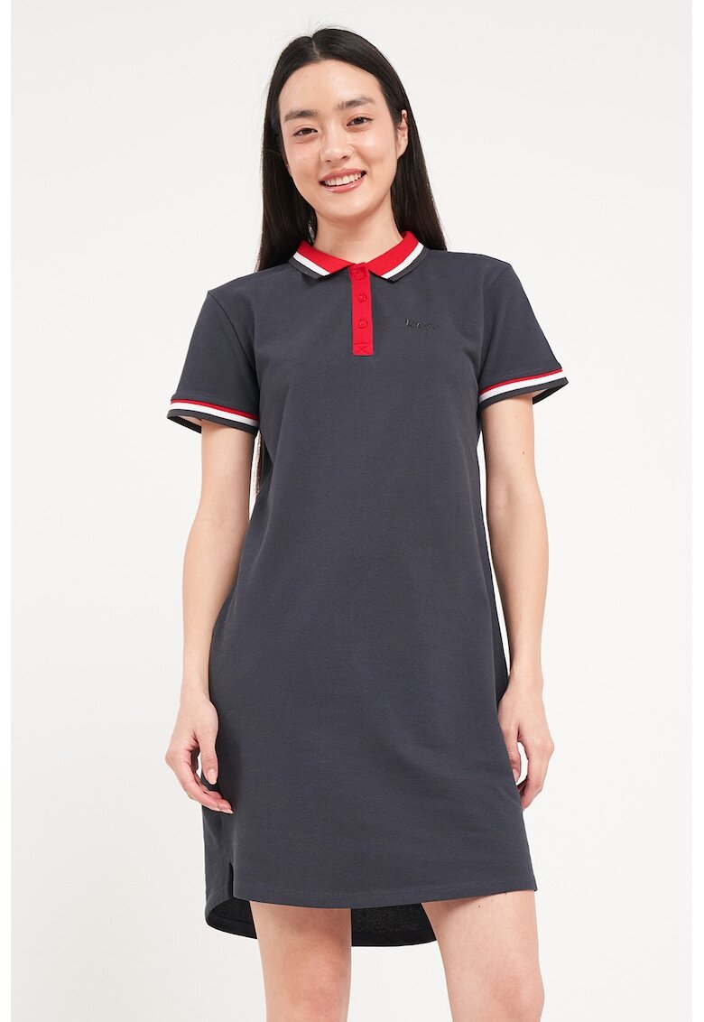 Lee Cooper Rochie polo cu terminatii contrastante - Rosu/Alb/Gri carbune