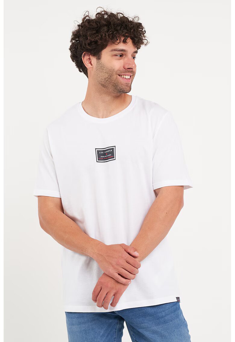 Lee Cooper Tricou cu decolteu la baza gatului si detaliu cu imprimeu - Alb