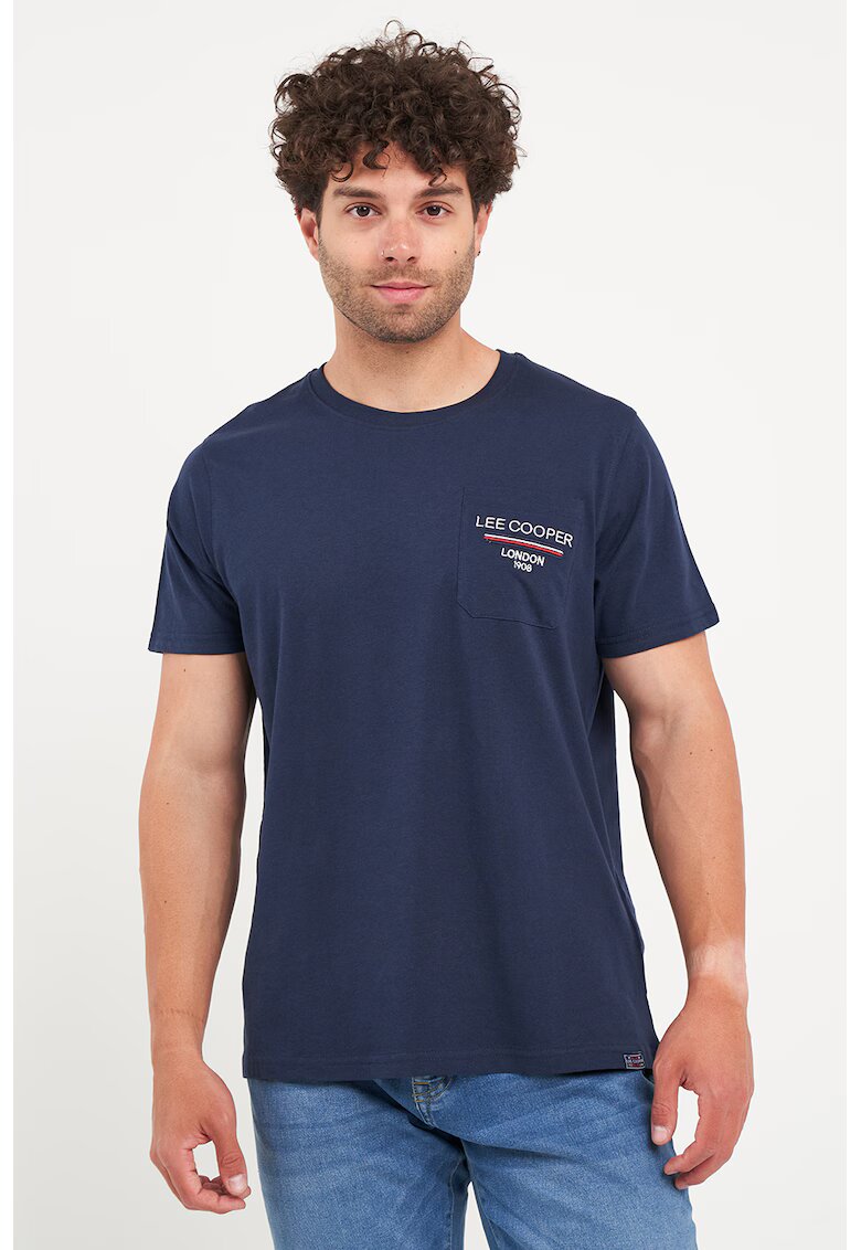 Lee Cooper Tricou cu decolteu la baza gatului si imprimeu pe piept - Bleumarin