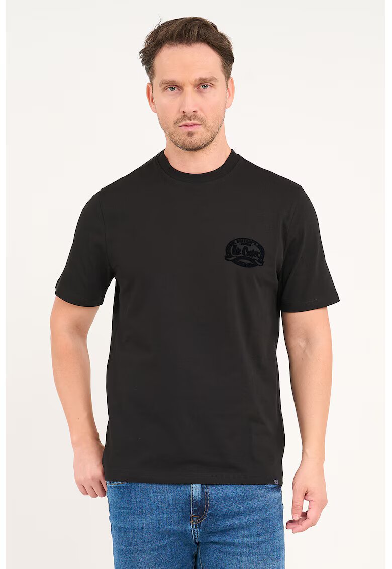 Lee Cooper Tricou cu decolteu la baza gatului si logo - Gri antracit