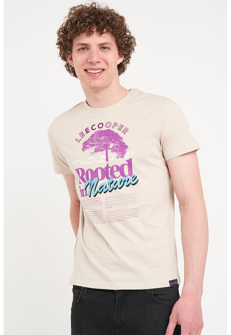 Lee Cooper Tricou cu imprimeu frontal - Bej