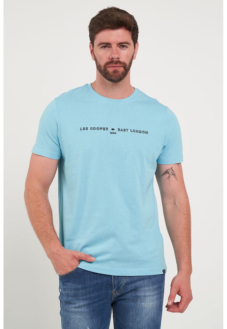 Lee Cooper Tricou cu imprimeu logo - Albastru glaciar