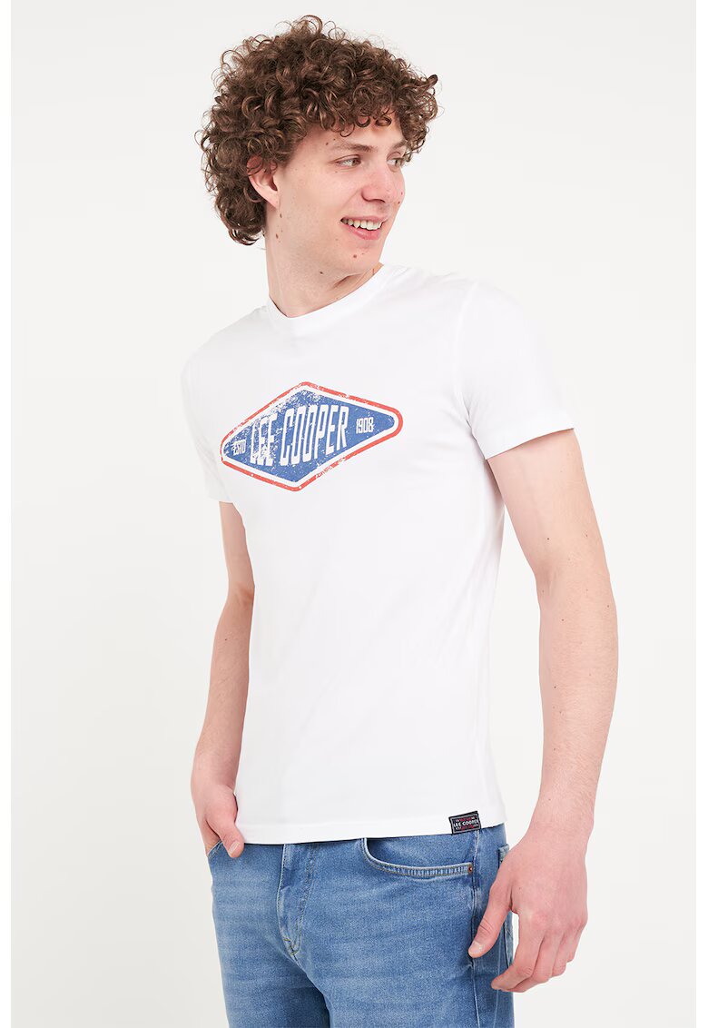 Lee Cooper Tricou cu imprimeu pe piept - Alb