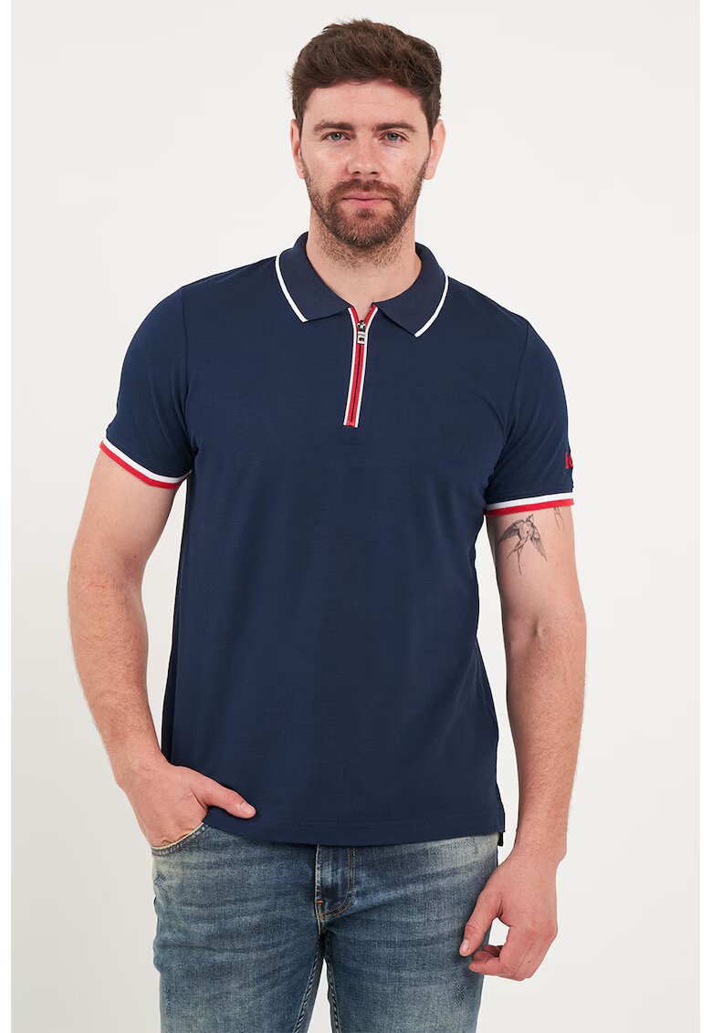 Lee Cooper Tricou polo cu fermoar scurt - Albastru inchis
