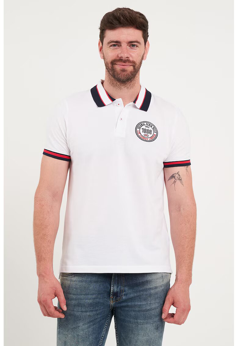 Lee Cooper Tricou polo de bumbac cu logo brodat - Alb optic