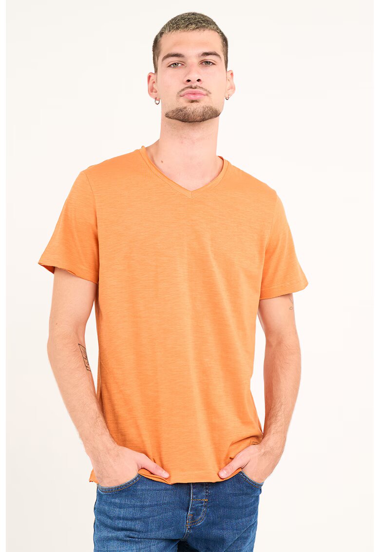 Lee Cooper Tricou uni cu decolteu in V - Portocaliu pal