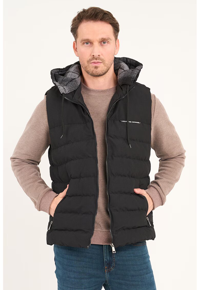 Lee Cooper Vesta cu fermoar - vatelina si gluga - Negru