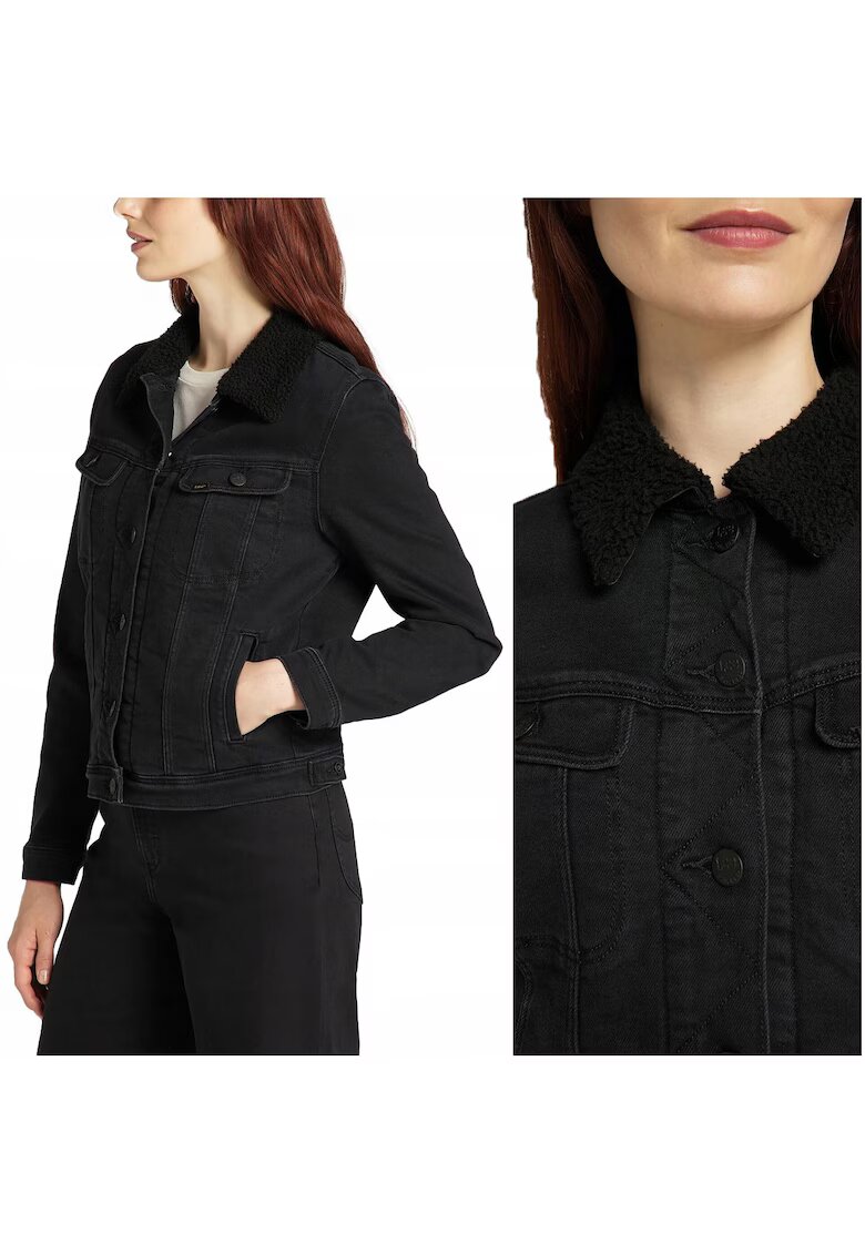 Lee Jacheta De Dama Din Denim - Sherpa Rider - Croi: Regular Fit - Inchidere: Nasturi - Numar De Buzunare: 4 - Compozitie Material: 85% Bumbac - 14% Poliester - 1% Elastan - XS - Negru - 1 Bucata