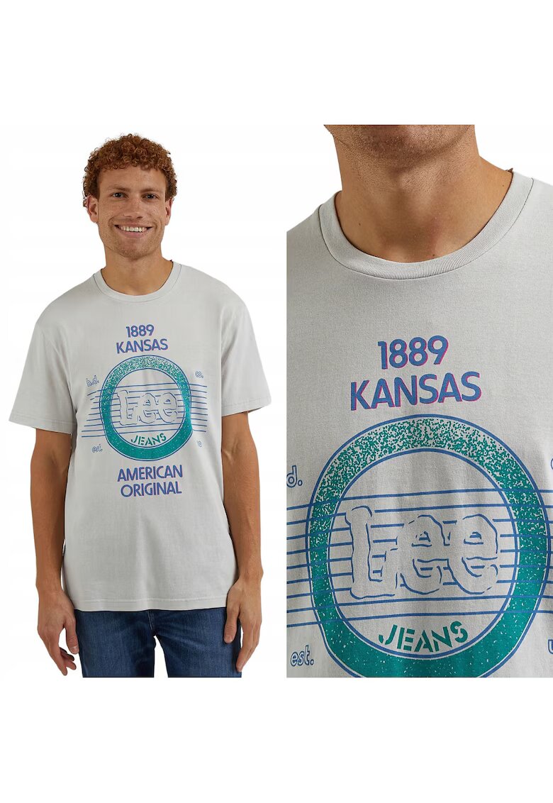Lee Tricou barbati anii '80 - gri cetos - bumbac - imprimeu multicolor