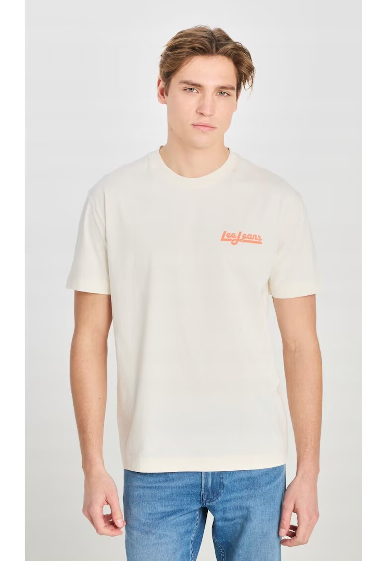 Lee Tricou barbati - ecru - bumbac - imprimeu - croiala supradimensionata