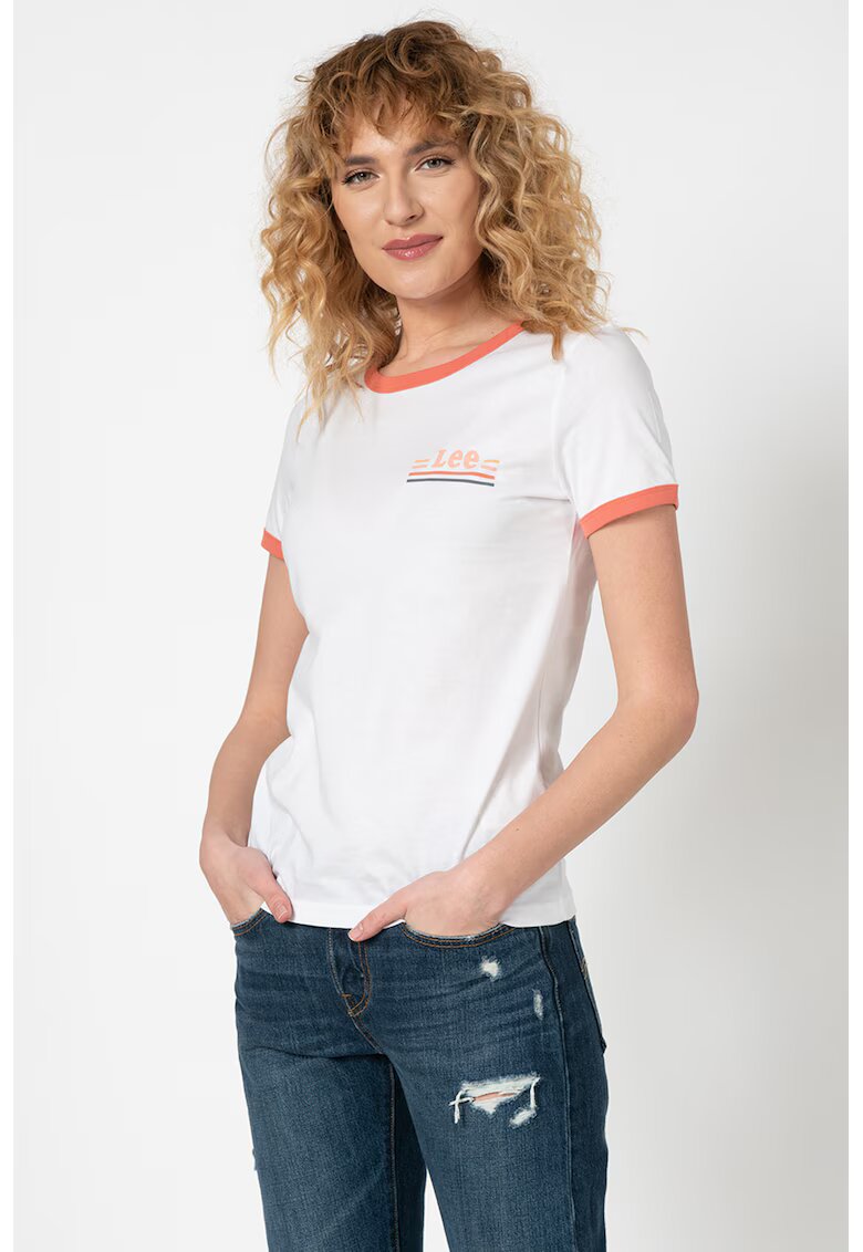 Lee Tricou slim fit de bumbac cu detaliu logo Ringer - Alb