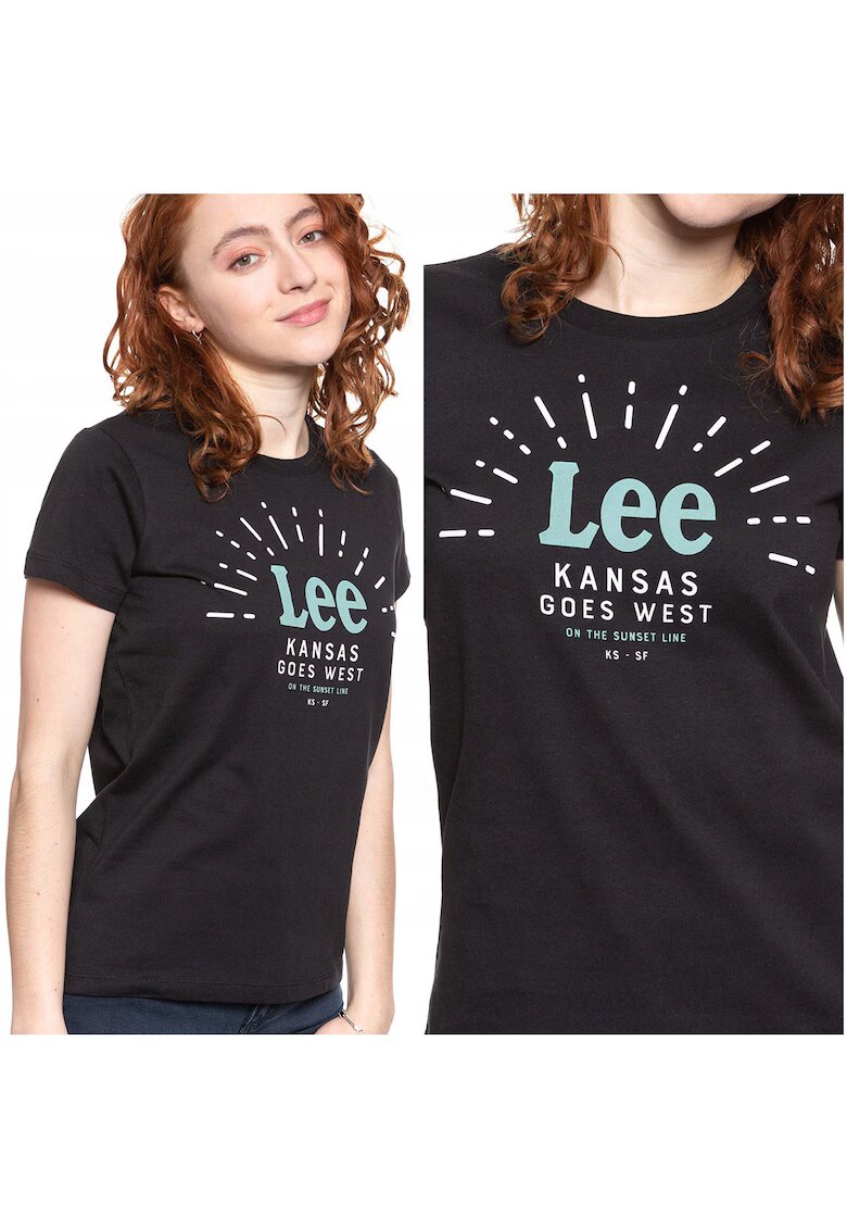 Lee Tricou T-Shirt - Seasonal Logo Tee - Croi Slim - 100% Bumbac - Fara Inchidere - Maneci Scurte - S - Negru - 1 Bucata