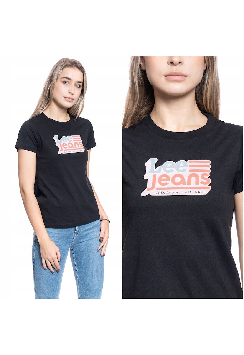 Lee Tricou T-Shirt - Slim 100% Bumbac - Fara Inchidere - Maneci Scurte - Negru - 1 Bucata - Negru