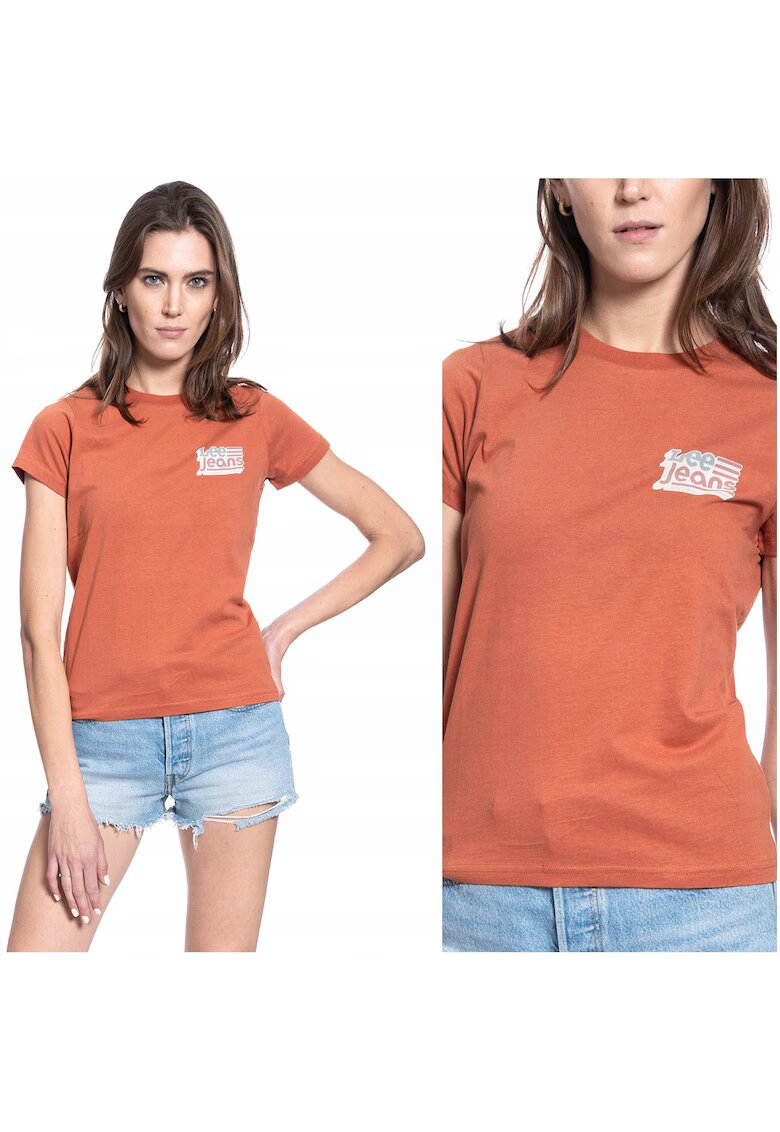 Lee Tricou T-Shirt - Tricou Cu Guler Rotund - 100% Bumbac - Portocalie - 1 Bucata - Portocaliu