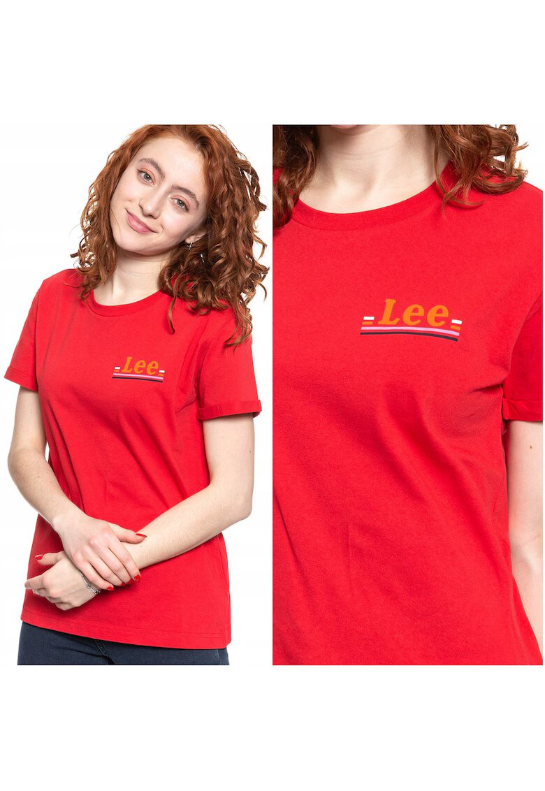 Lee Tricou T-Shirt - Tricou Cu Logo Pe Piept - Croi: Slim Fit - Material: 100% Bumbac - Inchidere: Fara - Model Dominant: Logo - XS - Rosu - 1 Bucata