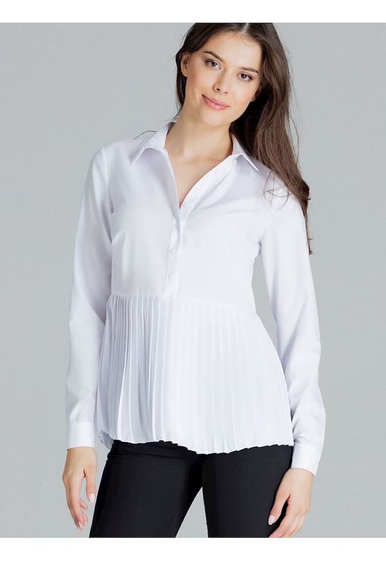 Lenitif Bluza dama - alba - maneci lungi - semi fermoar - poliester