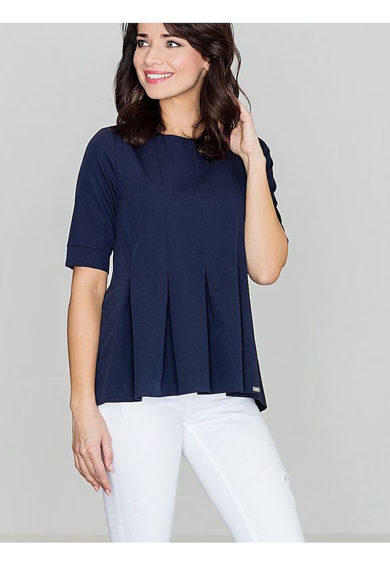 Lenitif Bluza dama - bleumarin - maneci scurte - decolteu rotund - poliester 65% - viscoza 35%